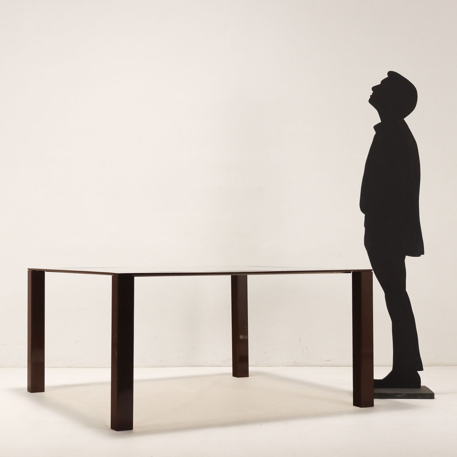 Vintage Table from the 1970s-80s Enameled Metal Smoked Glass Furnishin | Modernism  Tables