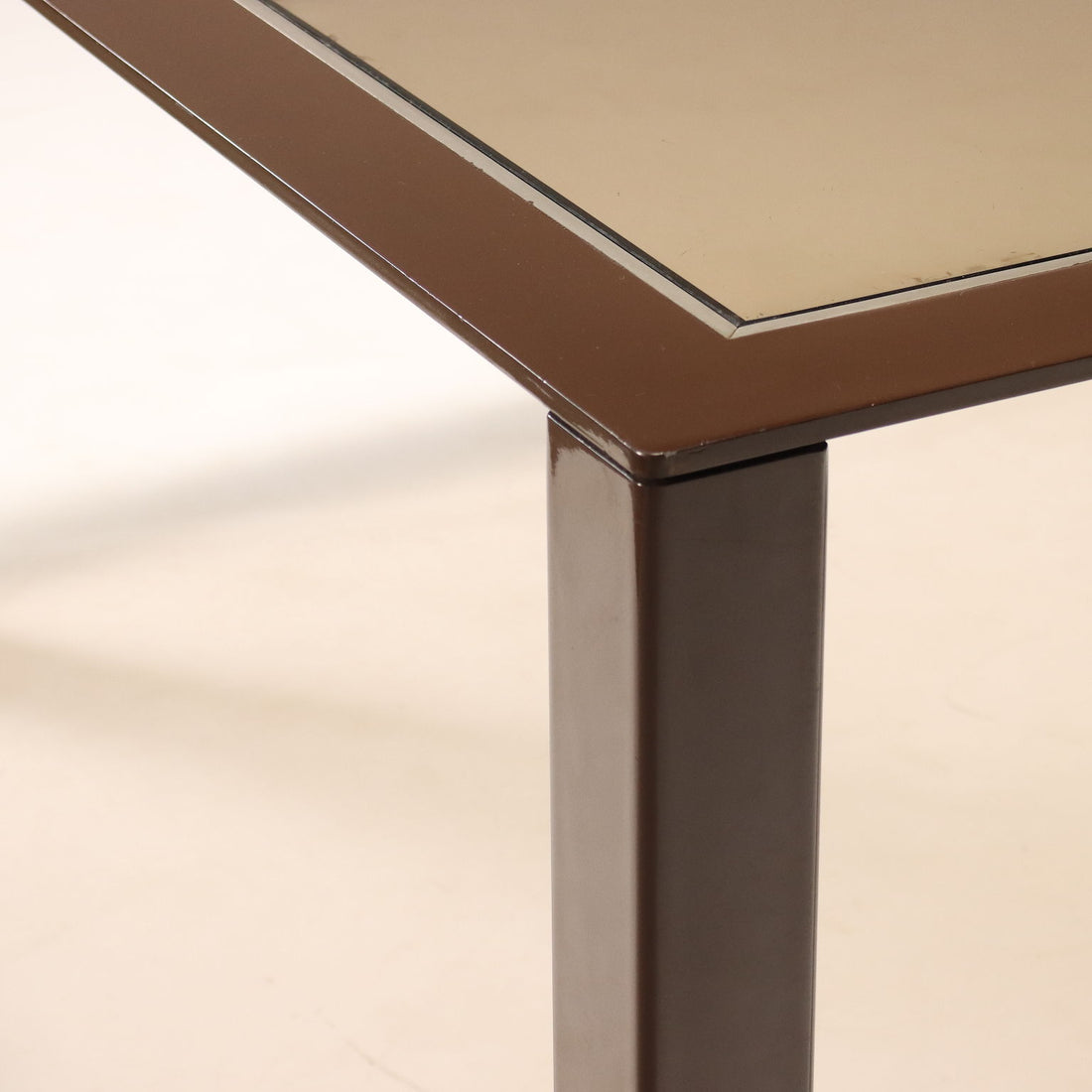 Vintage Table from the 1970s-80s Enameled Metal Smoked Glass Furnishin | Modernism  Tables