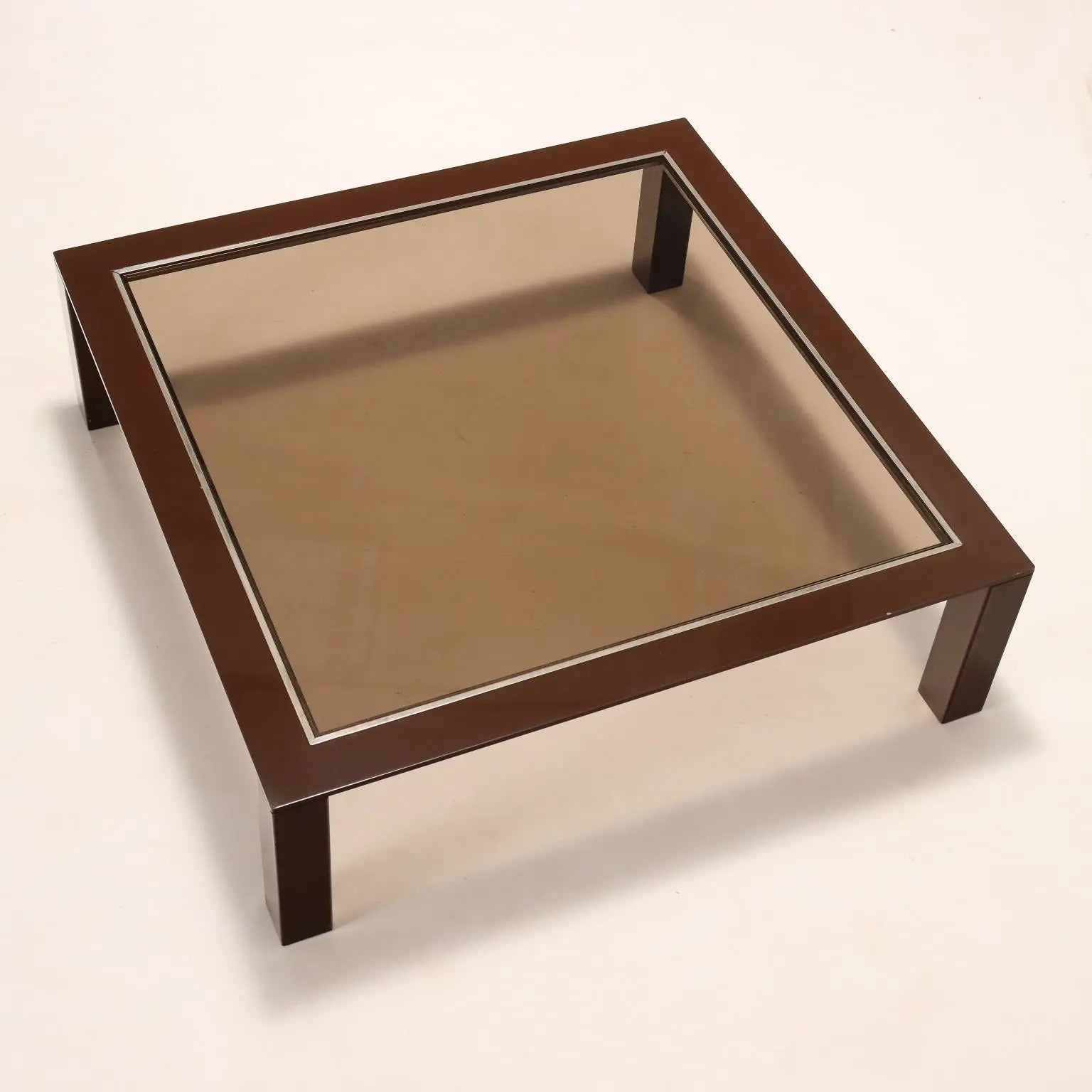 Vintage Coffee Table 1970s-80s Enamelled Metal Smoked Glass | Modernism | Tables