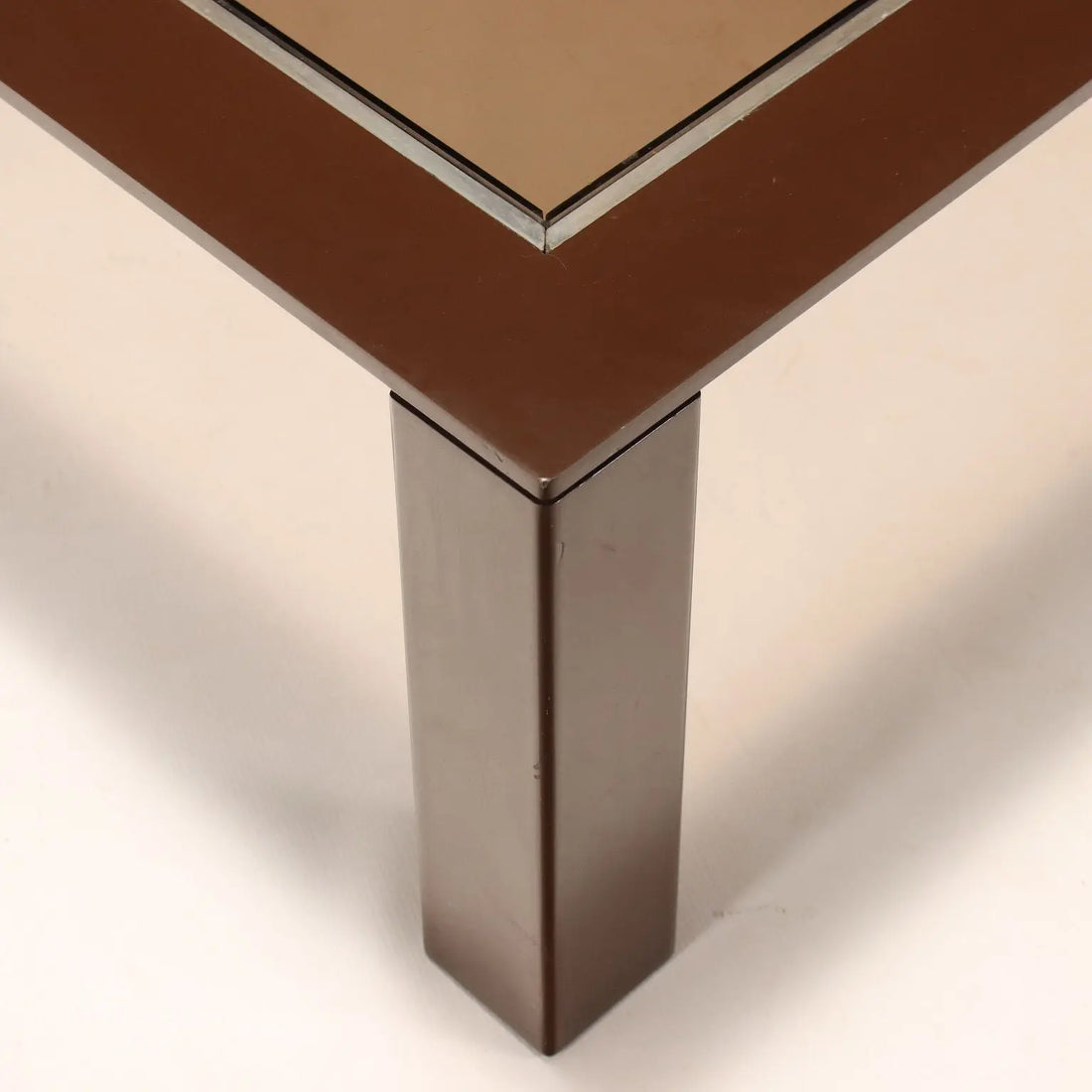Vintage Coffee Table 1970s-80s Enamelled Metal Smoked Glass | Modernism | Tables