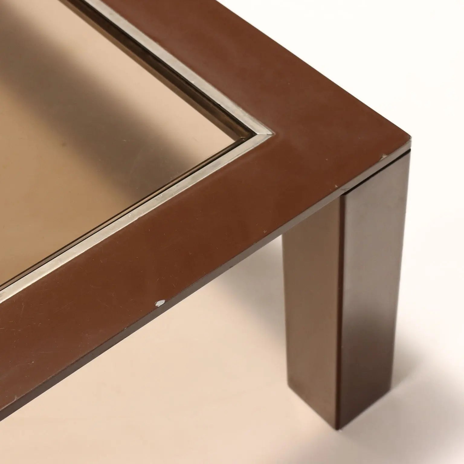 Vintage Coffee Table 1970s-80s Enamelled Metal Smoked Glass | Modernism | Tables