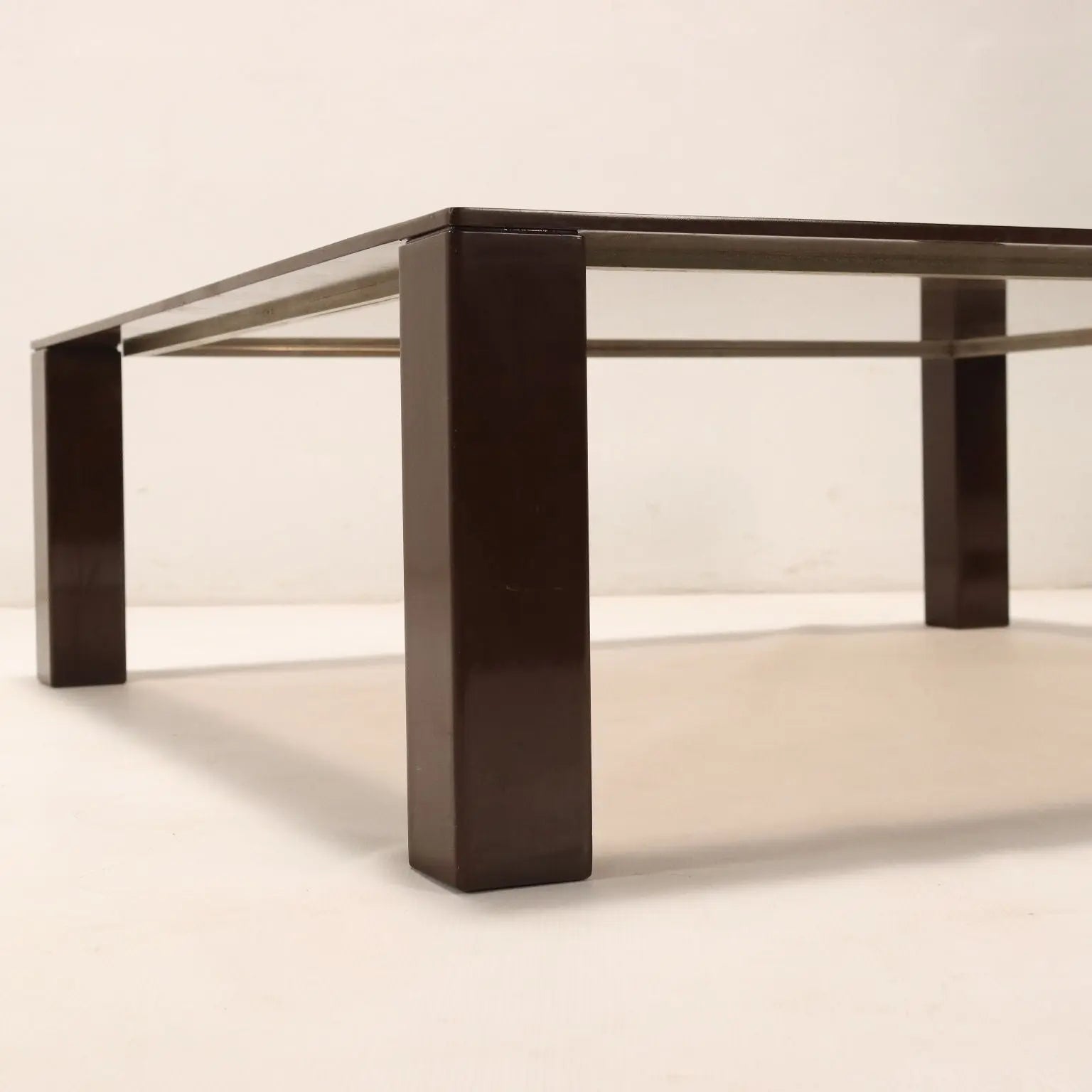 Vintage Coffee Table 1970s-80s Enamelled Metal Smoked Glass | Modernism | Tables