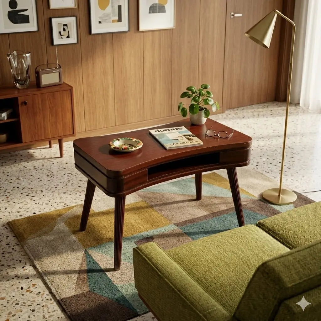 Vintage Table from the 50s-60s Mahogany Veneered Wood Painted Beech | Modernism | Tables