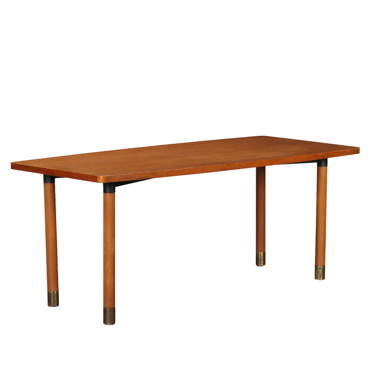 Vintage 1960s Elegant Table Teak Brass Feet Design Italy | Modernism  Tables