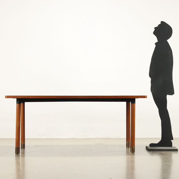 Vintage 1960s Elegant Table Teak Brass Feet Design Italy | Modernism  Tables