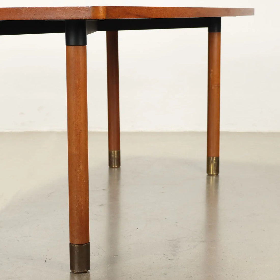 Vintage 1960s Elegant Table Teak Brass Feet Design Italy | Modernism | Tables