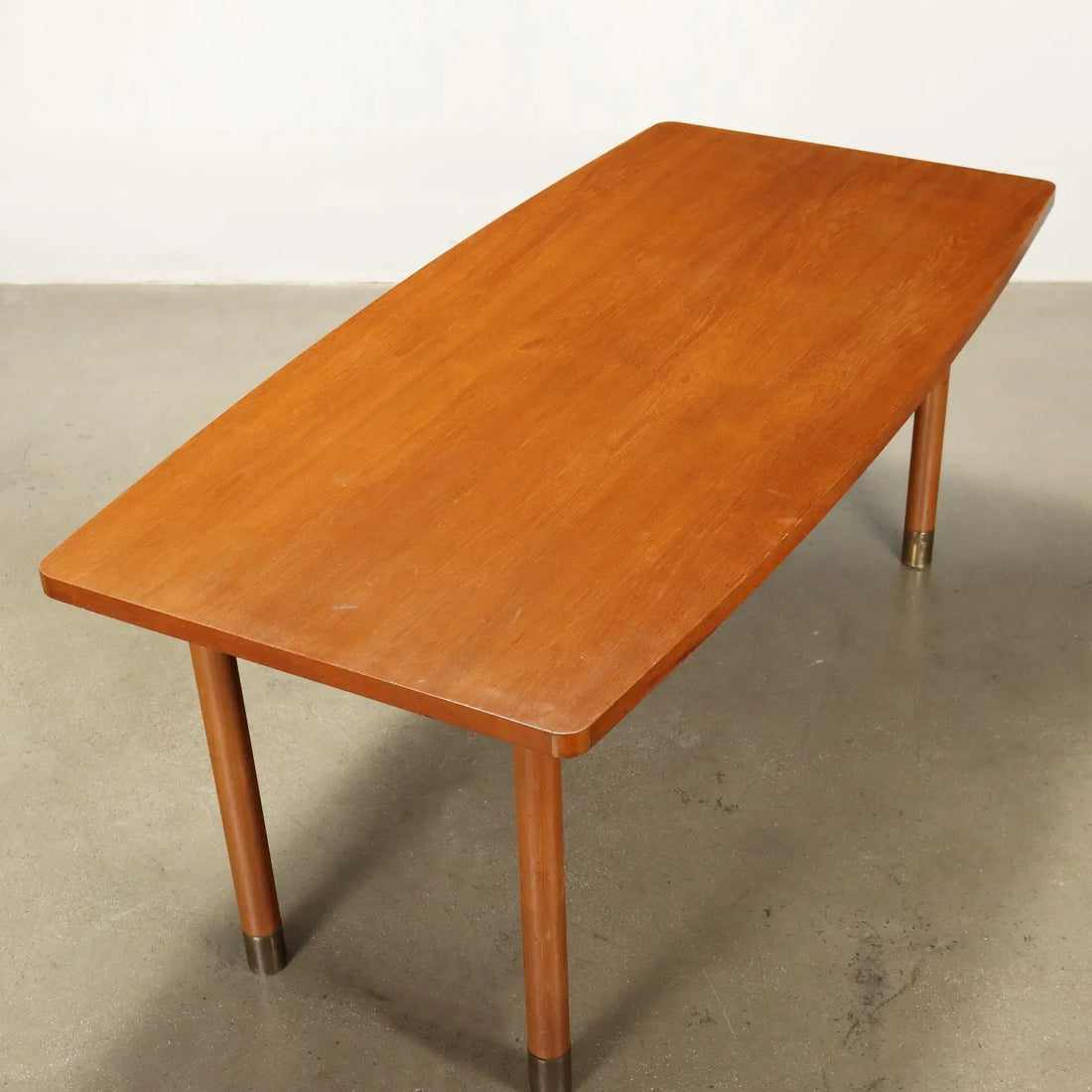 Vintage 1960s Elegant Table Teak Brass Feet Design Italy | Modernism | Tables