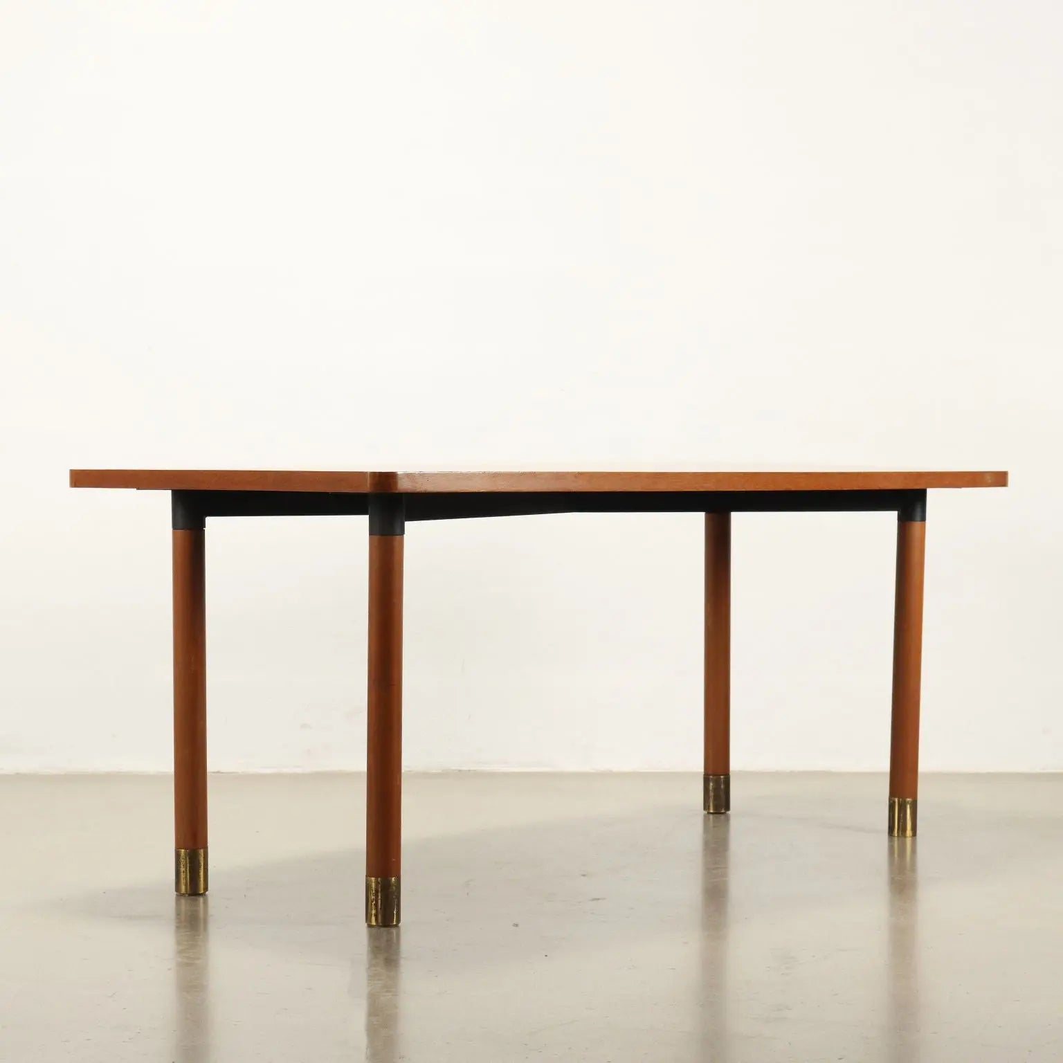 Vintage 1960s Elegant Table Teak Brass Feet Design Italy | Modernism | Tables