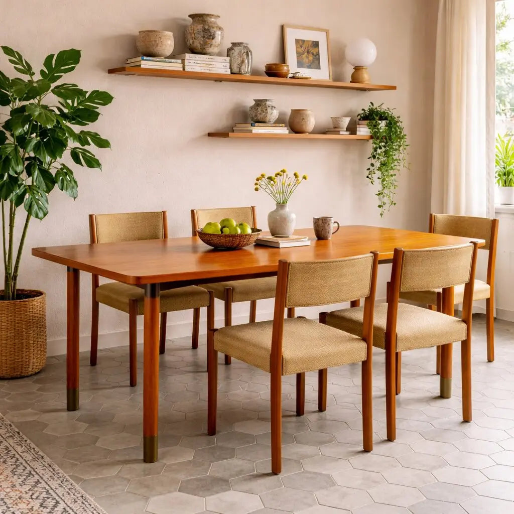 Vintage 1960s Elegant Table Teak Brass Feet Design Italy | Modernism | Tables