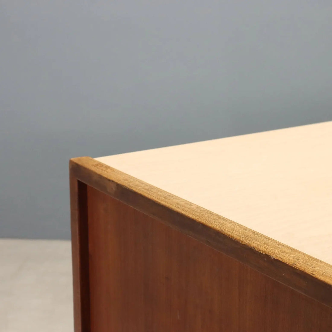Vintage Writing Desk Wood Laminate 2 Drawers Design 1960s