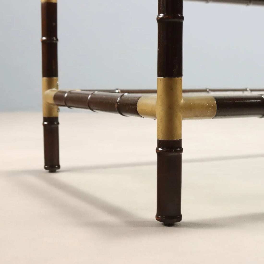 Vintage Coffee Table Bamboo Brass Glass Top Design 1950s-60s