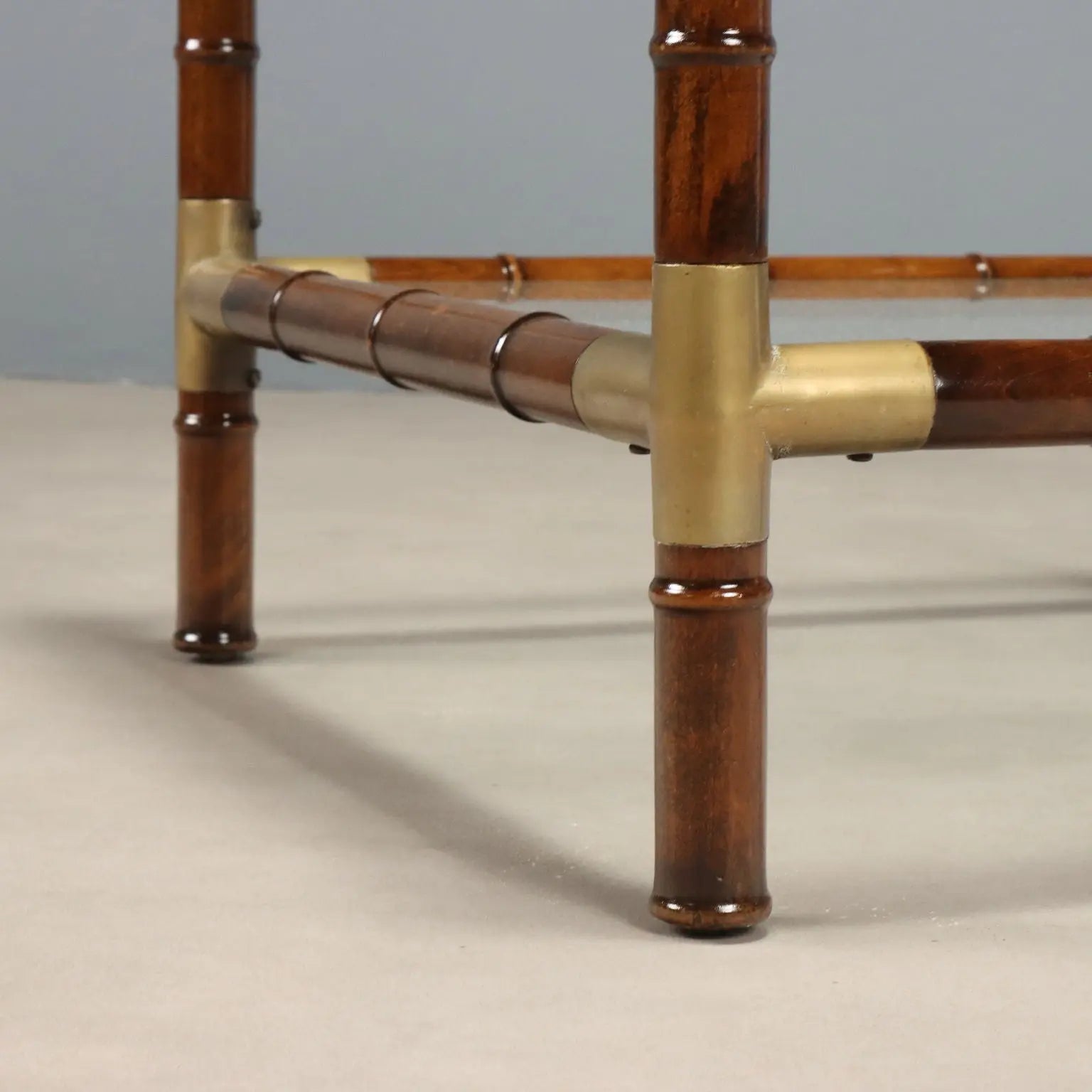 Vintage Coffee Table Bamboo Brass Transparent Glass Design 1960s