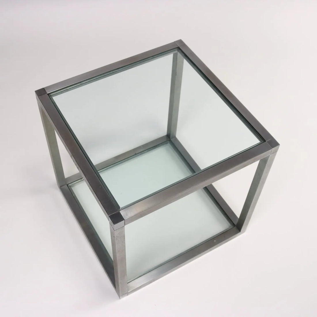 Vintage 1960s Cubic Coffee Table Glass Metal Italy | Modernism | Tables
