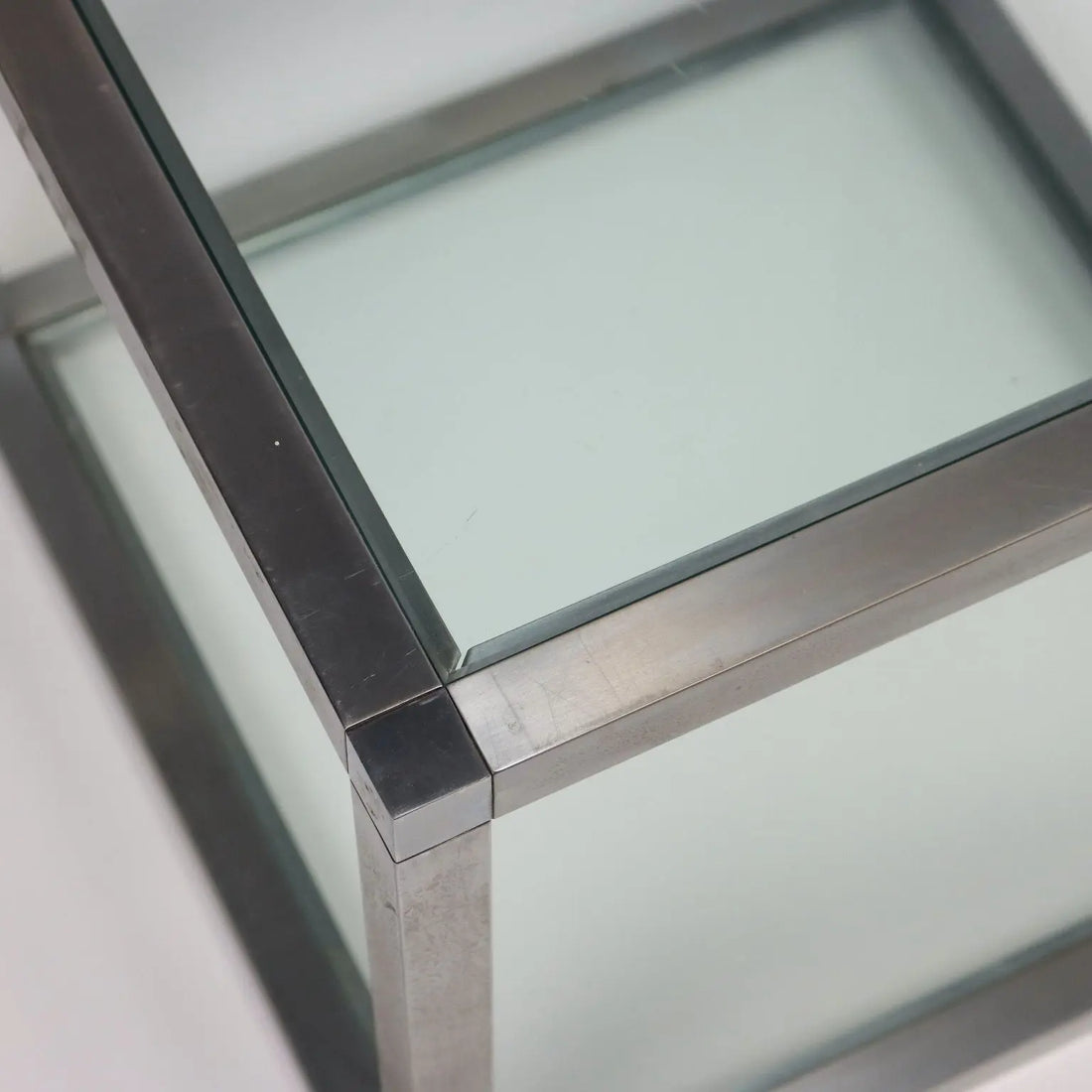Vintage 1960s Cubic Coffee Table Glass Metal Italy | Modernism | Tables
