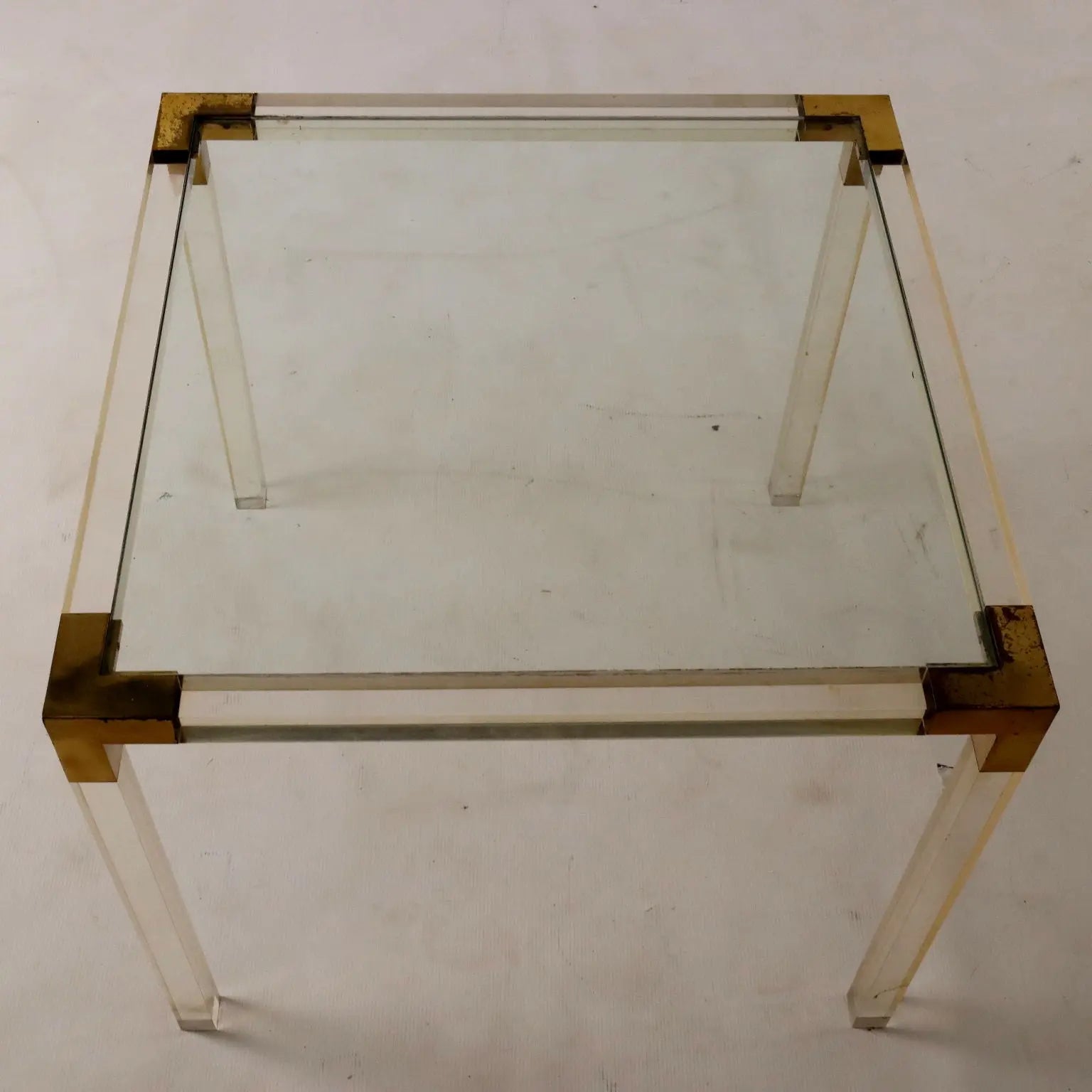 Vintage 1970s Coffee Table Brass Glass Italy | Modernism | Tables