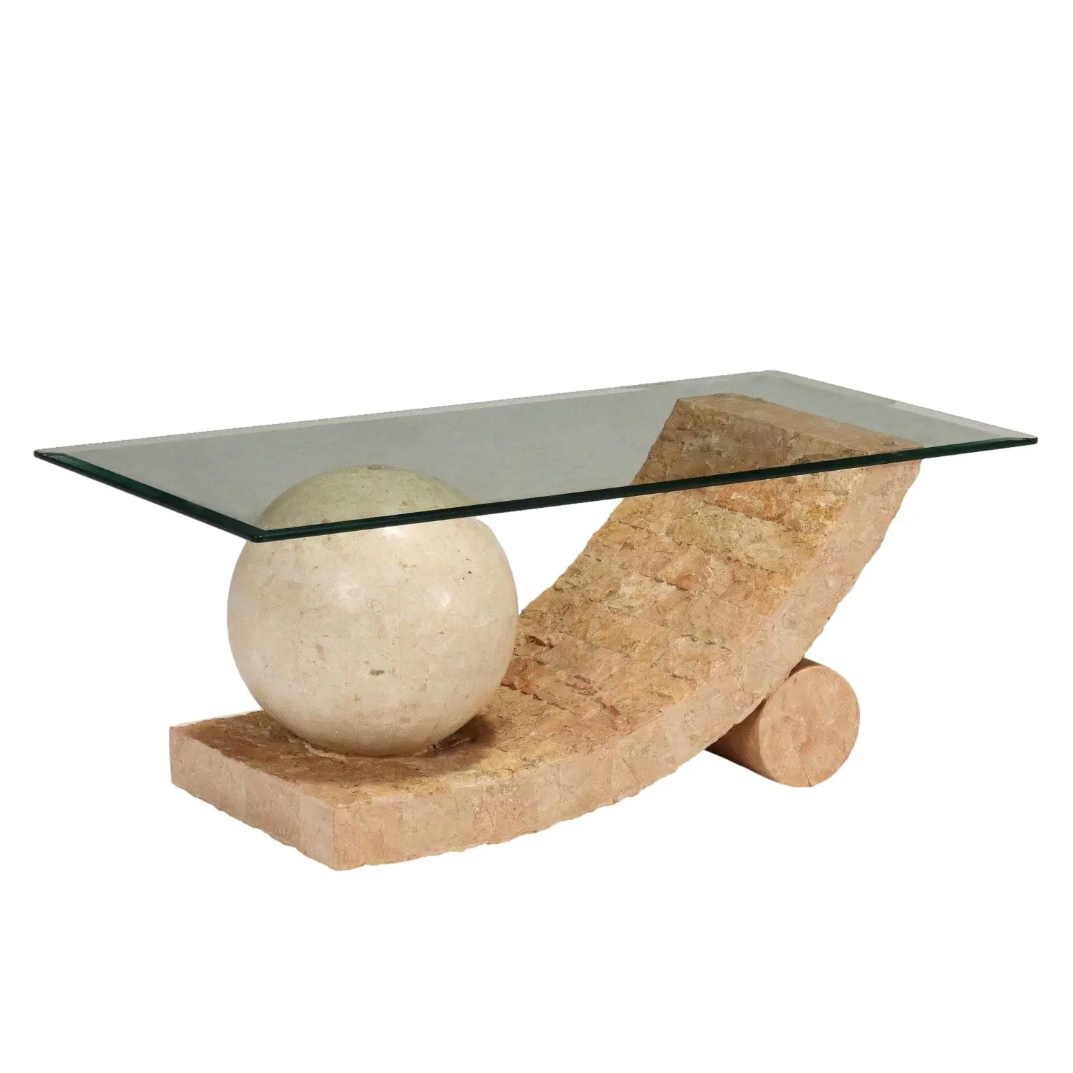 Vintage Coffee Table Glass Stone Italy 1980s | Modernism | Tables
