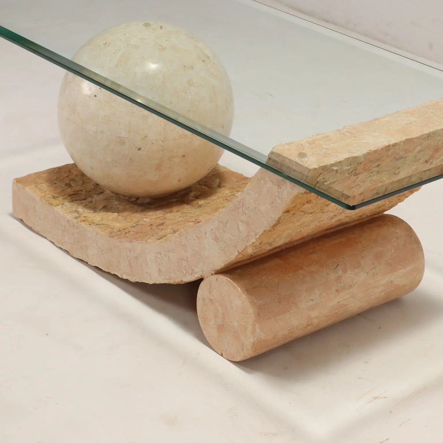 Vintage Coffee Table Glass Stone Italy 1980s | Modernism | Tables