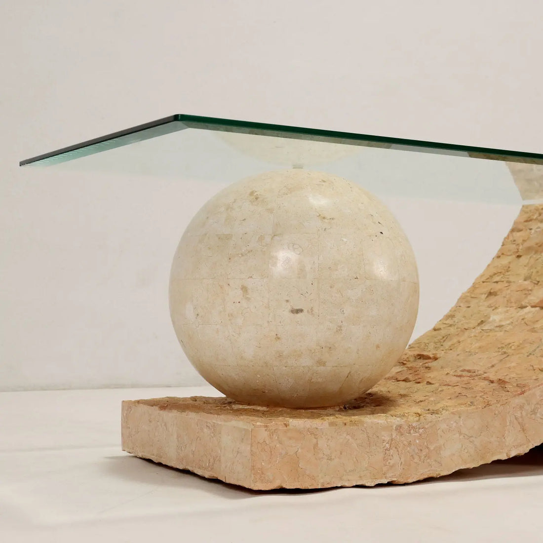 Vintage Coffee Table Glass Stone Italy 1980s | Modernism | Tables