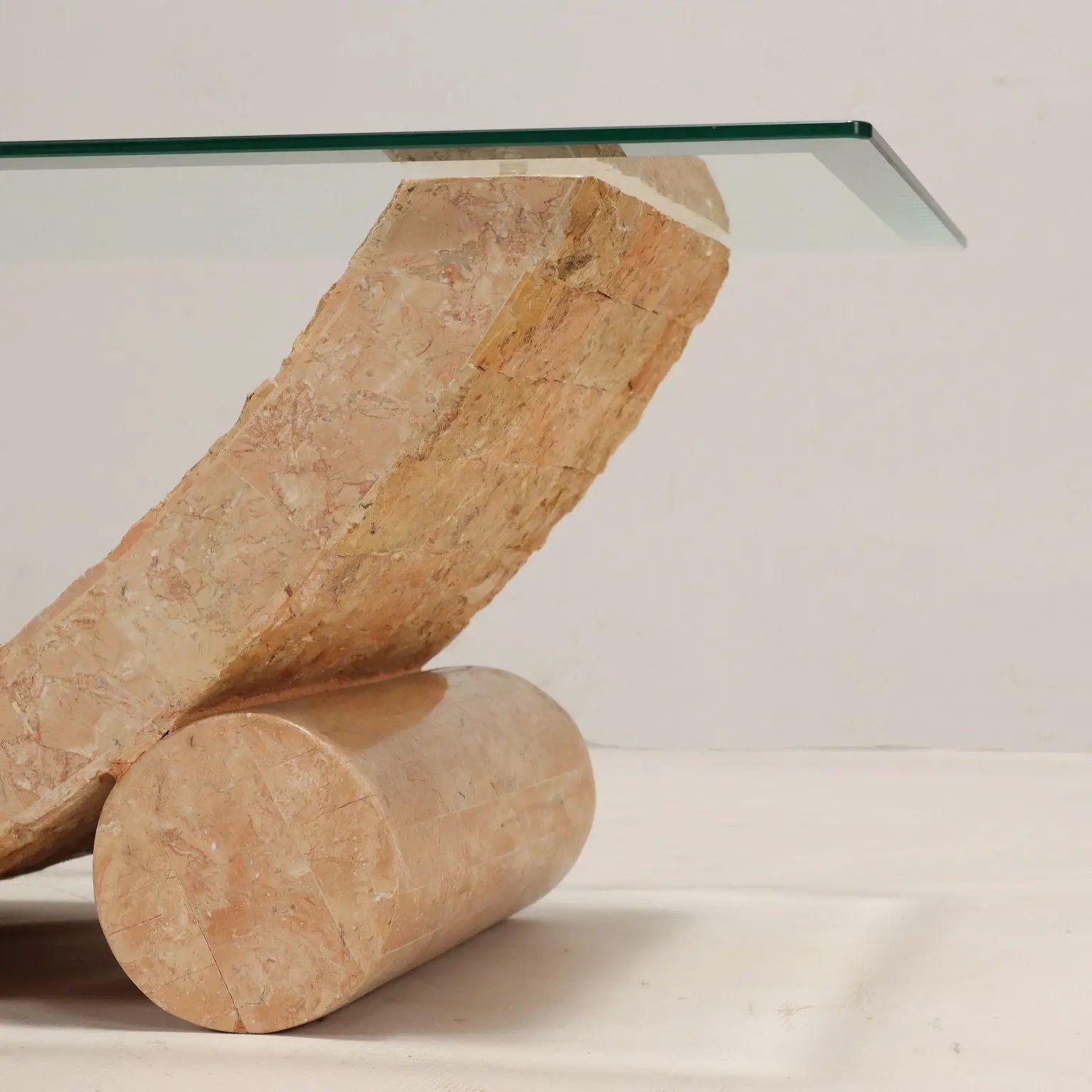 Vintage Coffee Table Glass Stone Italy 1980s | Modernism | Tables