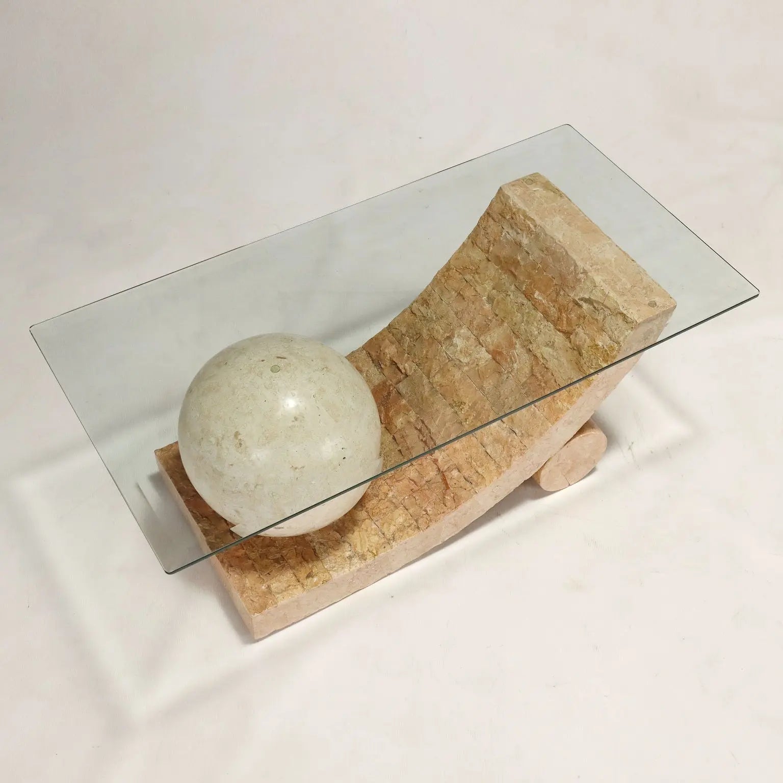 Vintage Coffee Table Glass Stone Italy 1980s | Modernism | Tables