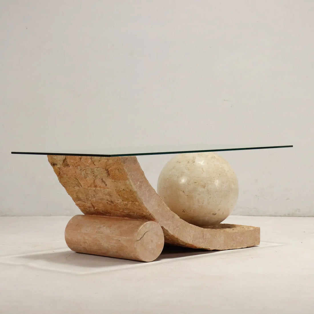 Vintage Coffee Table Glass Stone Italy 1980s | Modernism | Tables
