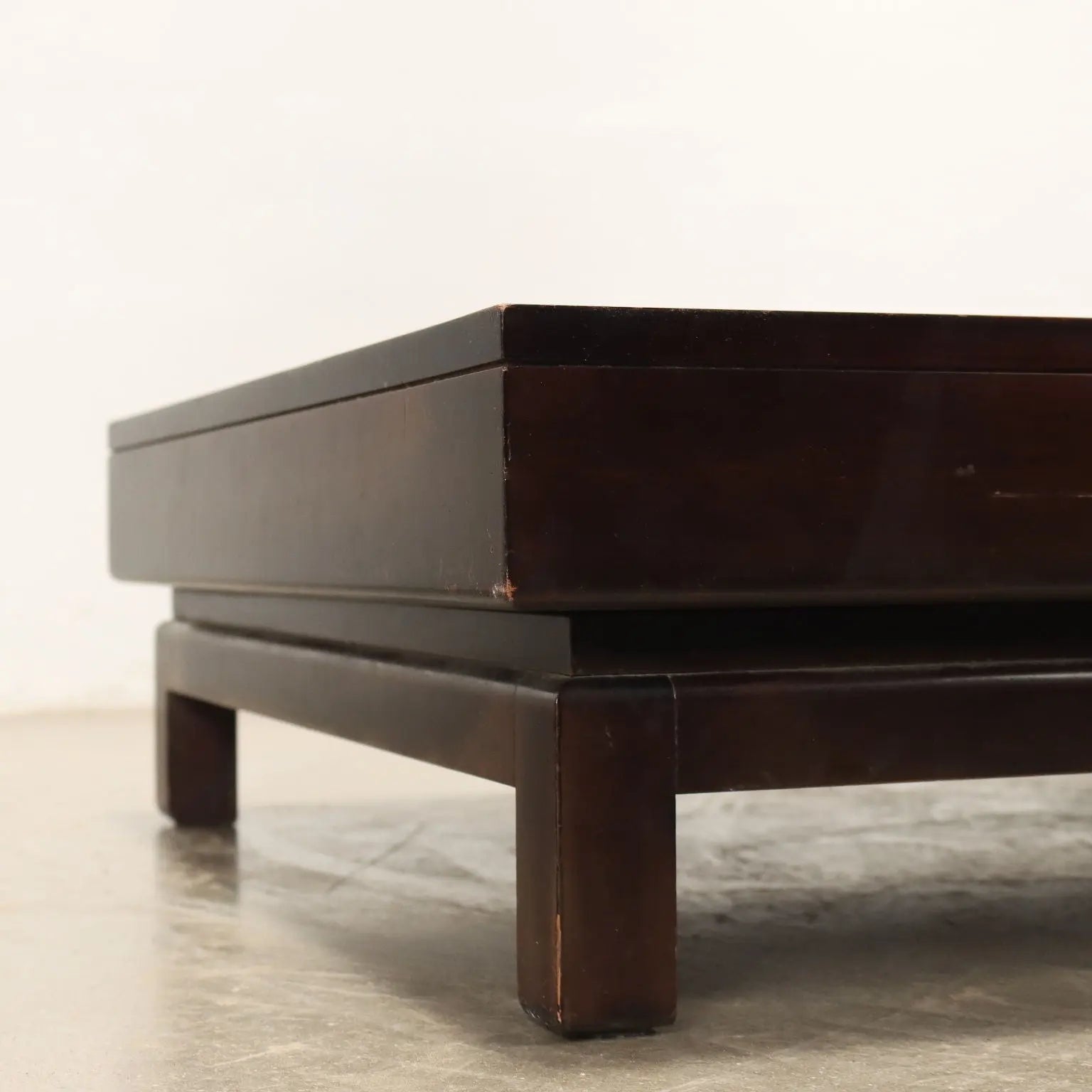 Vintage 1960s Coffee Table Wood Square Top Italy | Modernism | Tables