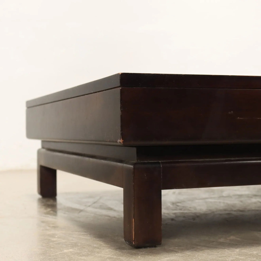 Vintage 1960s Coffee Table Wood Square Top Italy | Modernism | Tables