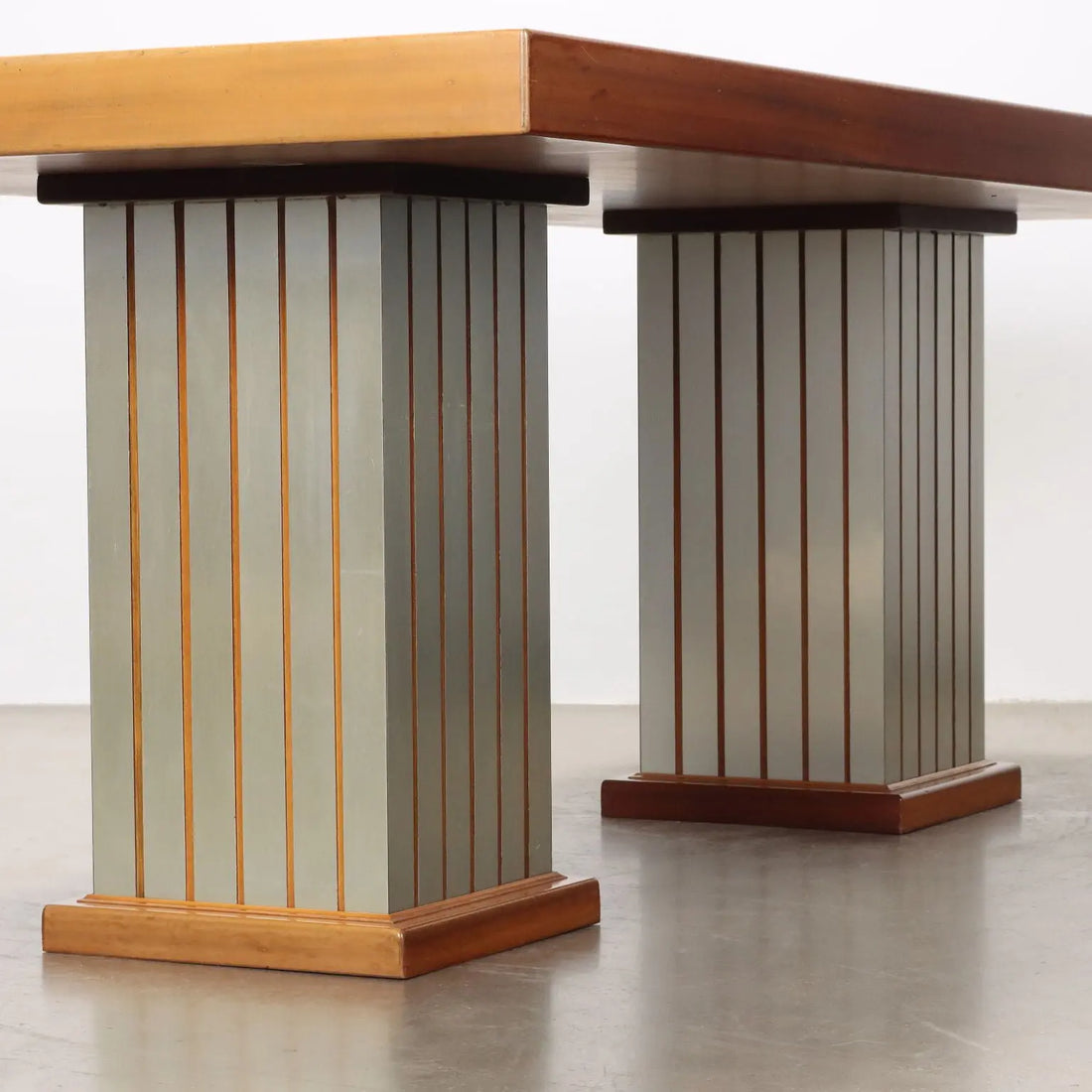 Vintage Table Mahogany Veneer Aluminium Italy 1970s-1980s | Modernism | Tables