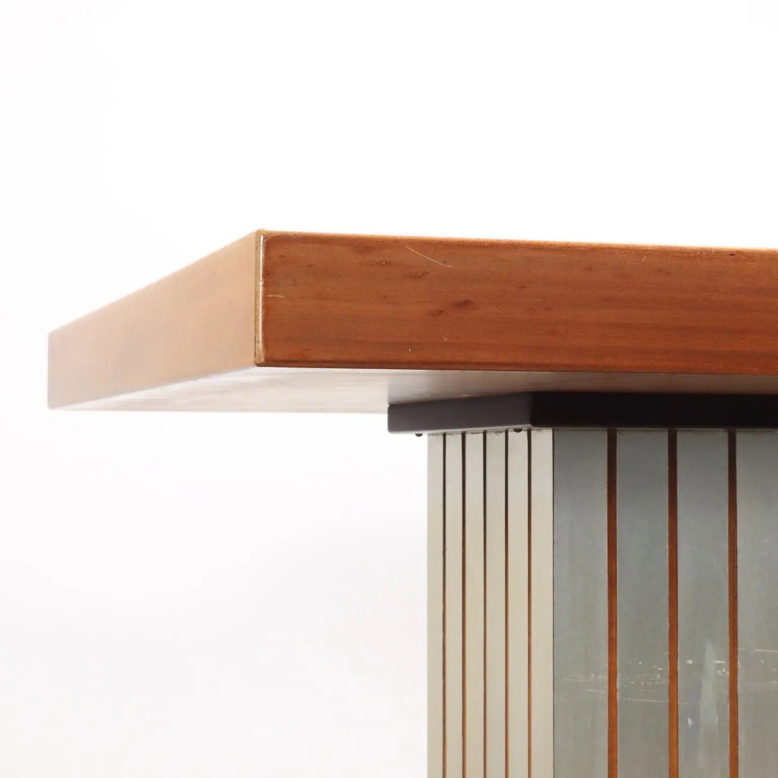Vintage Table Mahogany Veneer Aluminium Italy 1970s-1980s | Modernism | Tables