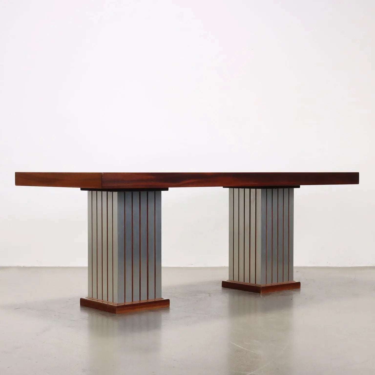 Vintage Table Mahogany Veneer Aluminium Italy 1970s-1980s | Modernism | Tables