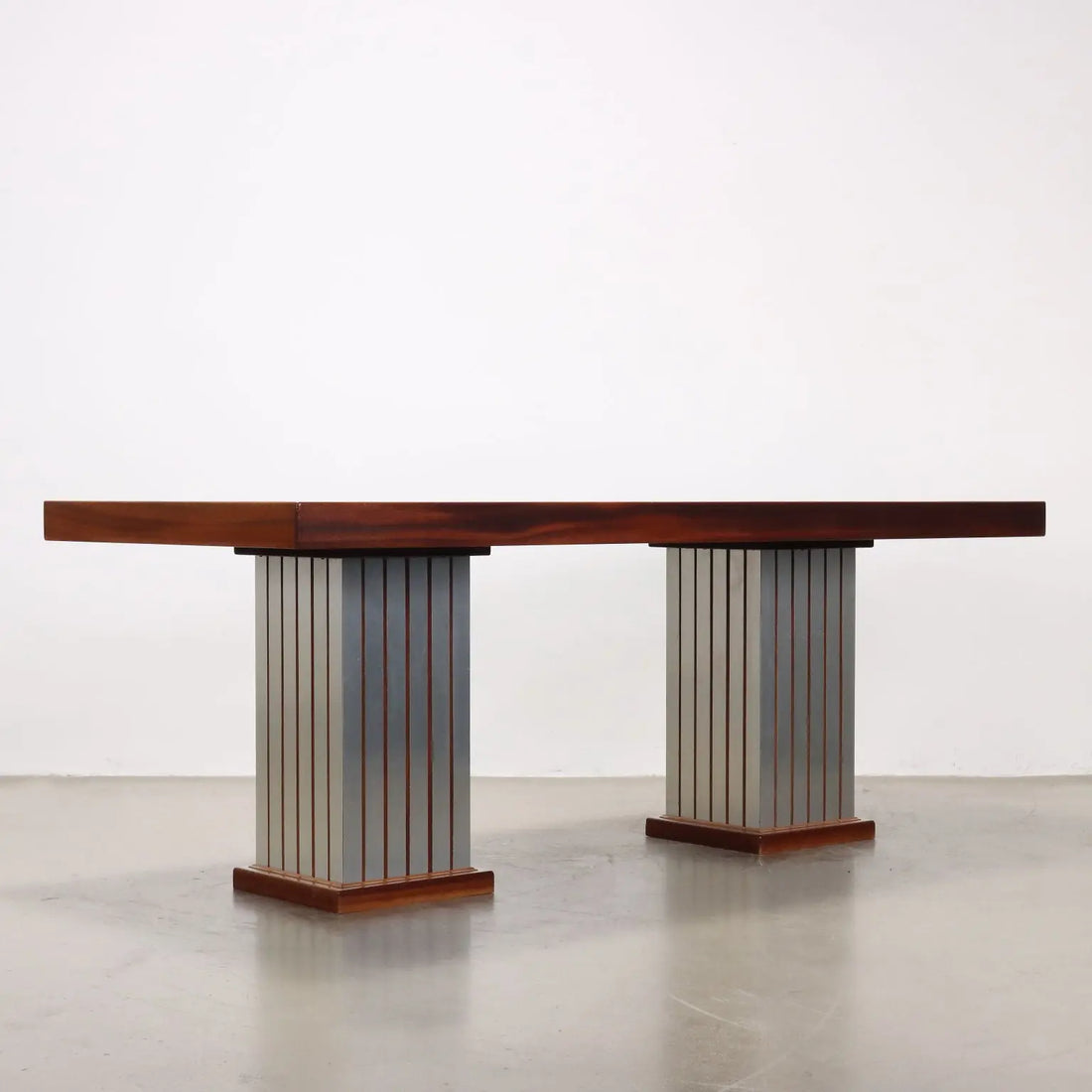 Vintage Table Mahogany Veneer Aluminium Italy 1970s-1980s | Modernism | Tables