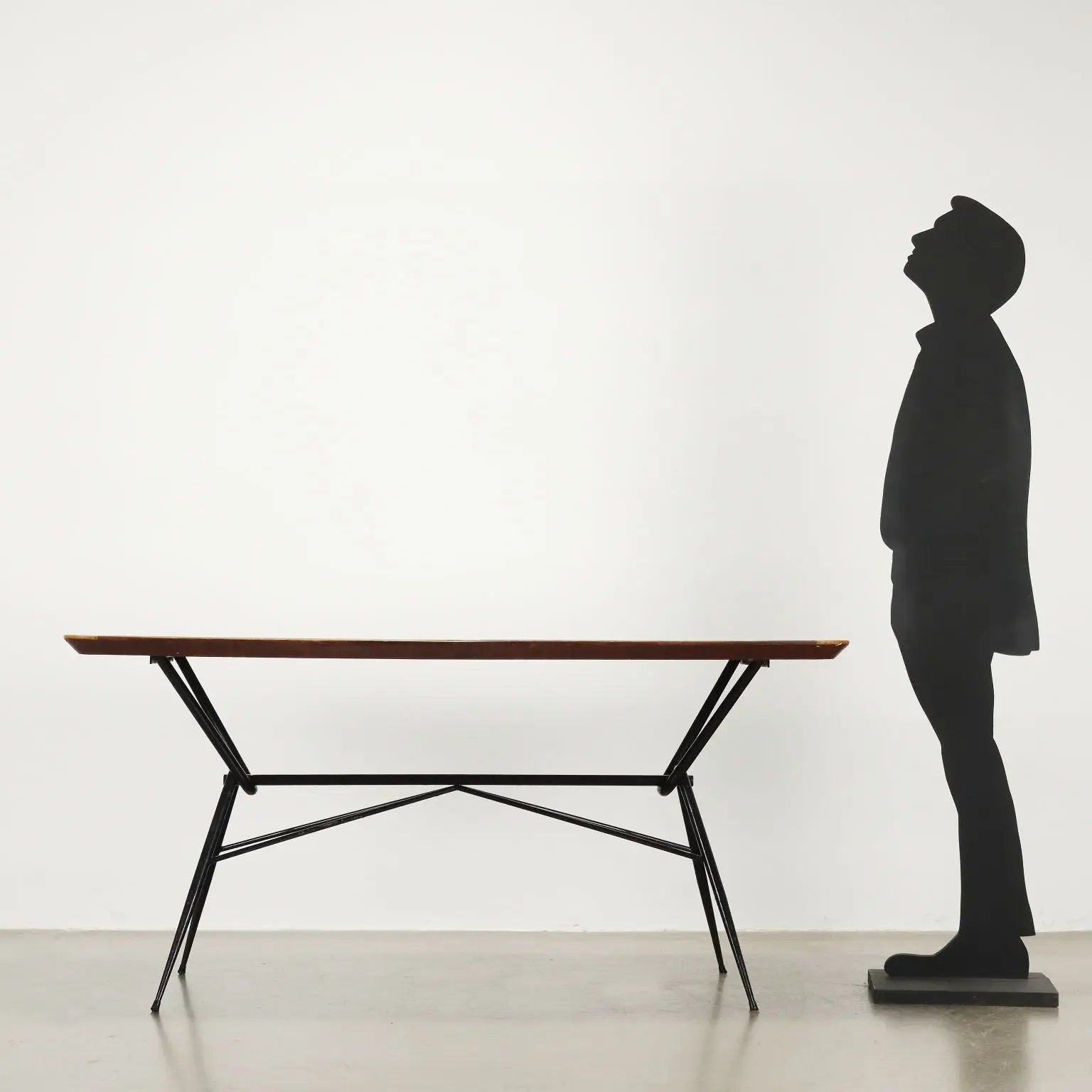 Vintage 1960s Table Wood Metal Glass Top Italy | Modernism | Tables