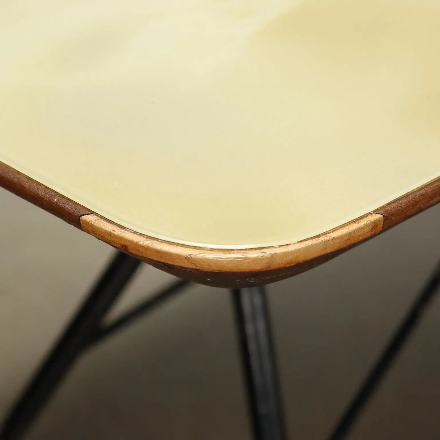 Vintage 1960s Table Wood Metal Glass Top Italy | Modernism | Tables