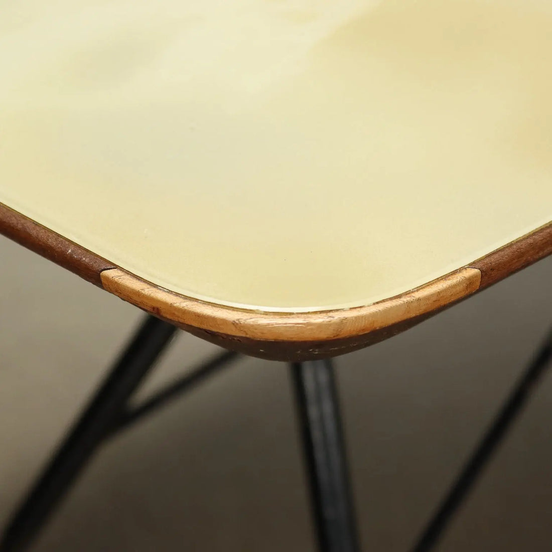 Vintage 1960s Table Wood Metal Glass Top Italy | Modernism | Tables