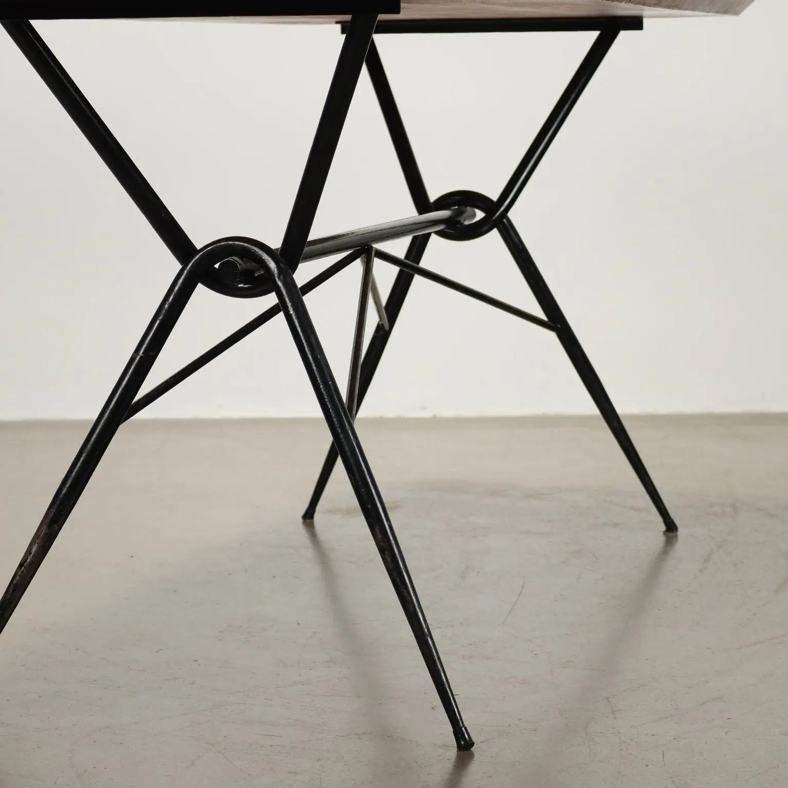 Vintage 1960s Table Wood Metal Glass Top Italy | Modernism | Tables