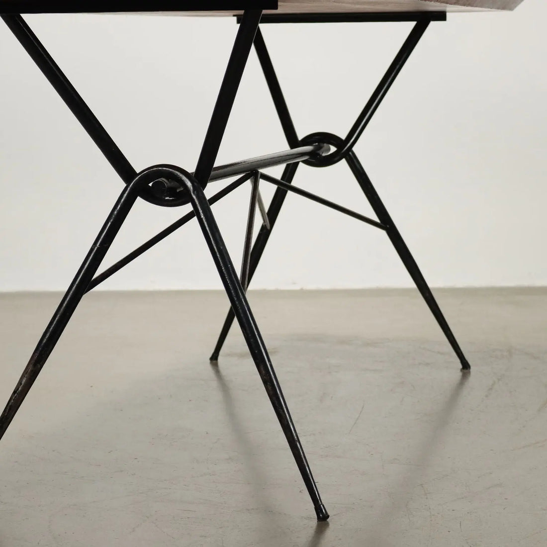 Vintage 1960s Table Wood Metal Glass Top Italy | Modernism | Tables