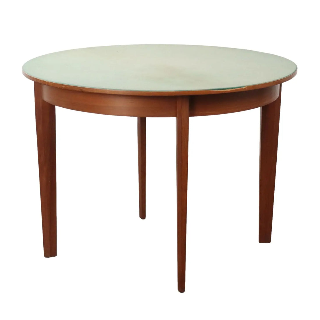 Vintage Round Table Teak Fabric Covered Top 1960s | Modernism | Tables
