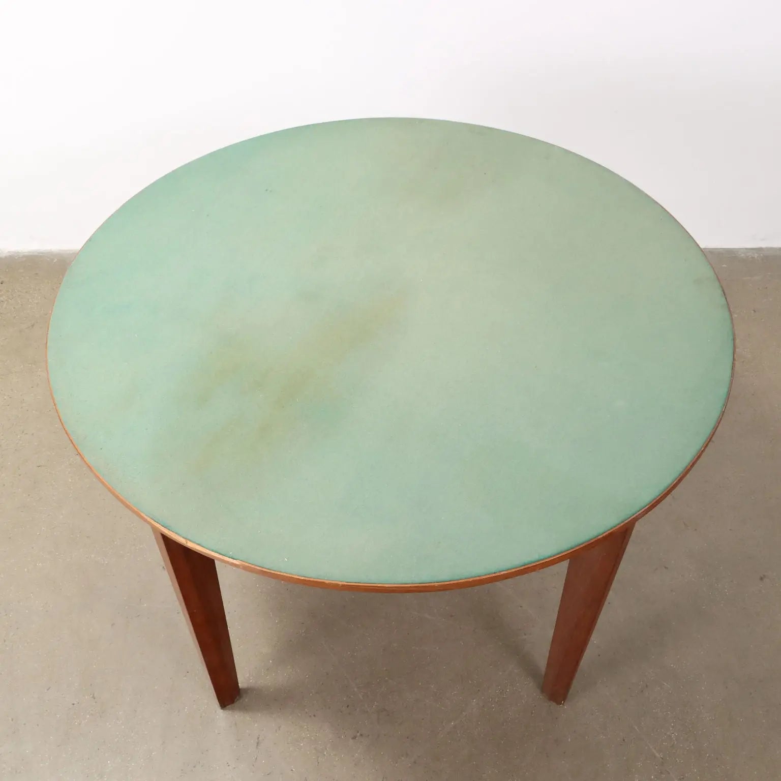 Vintage Round Table Teak Fabric Covered Top 1960s | Modernism | Tables