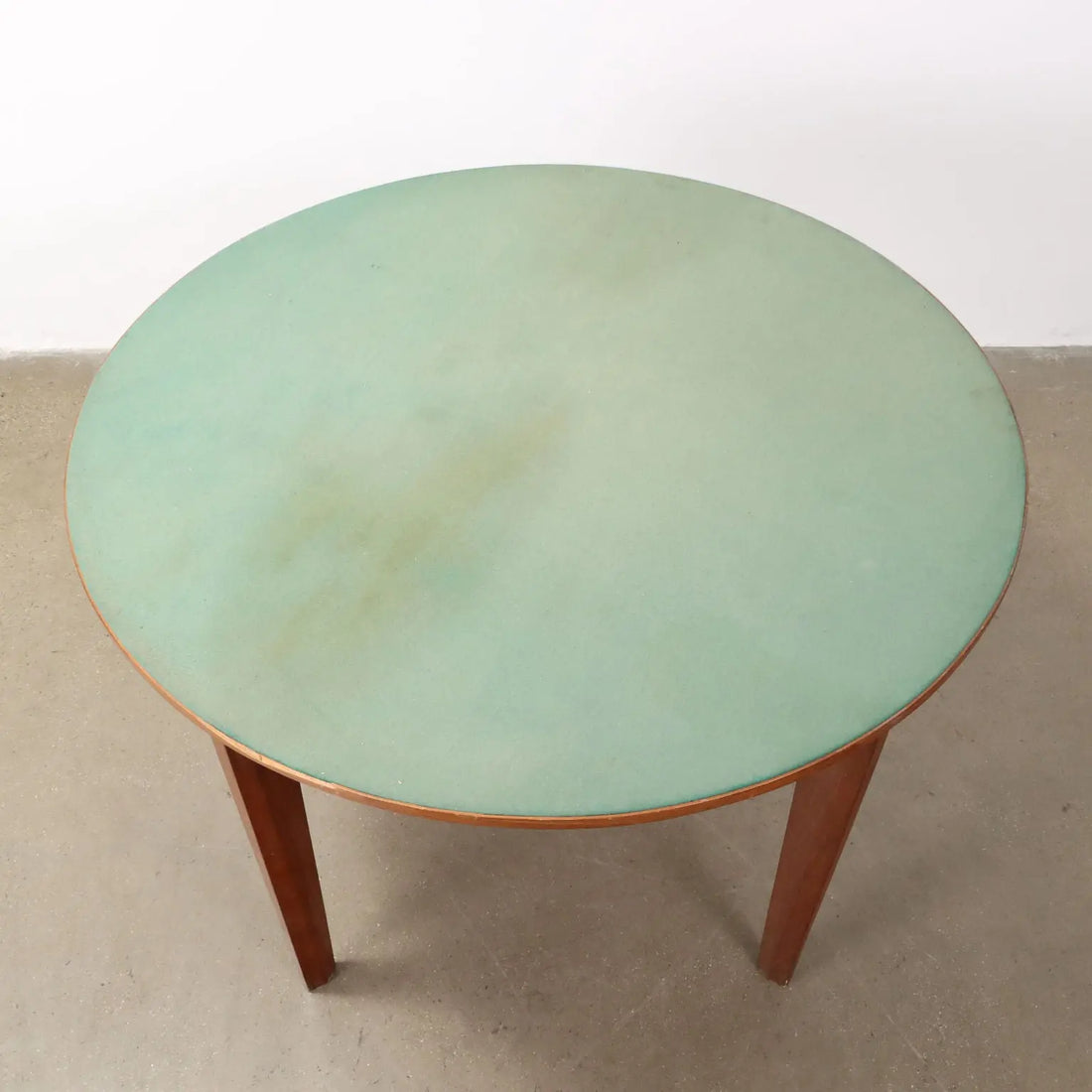 Vintage Round Table Teak Fabric Covered Top 1960s | Modernism | Tables