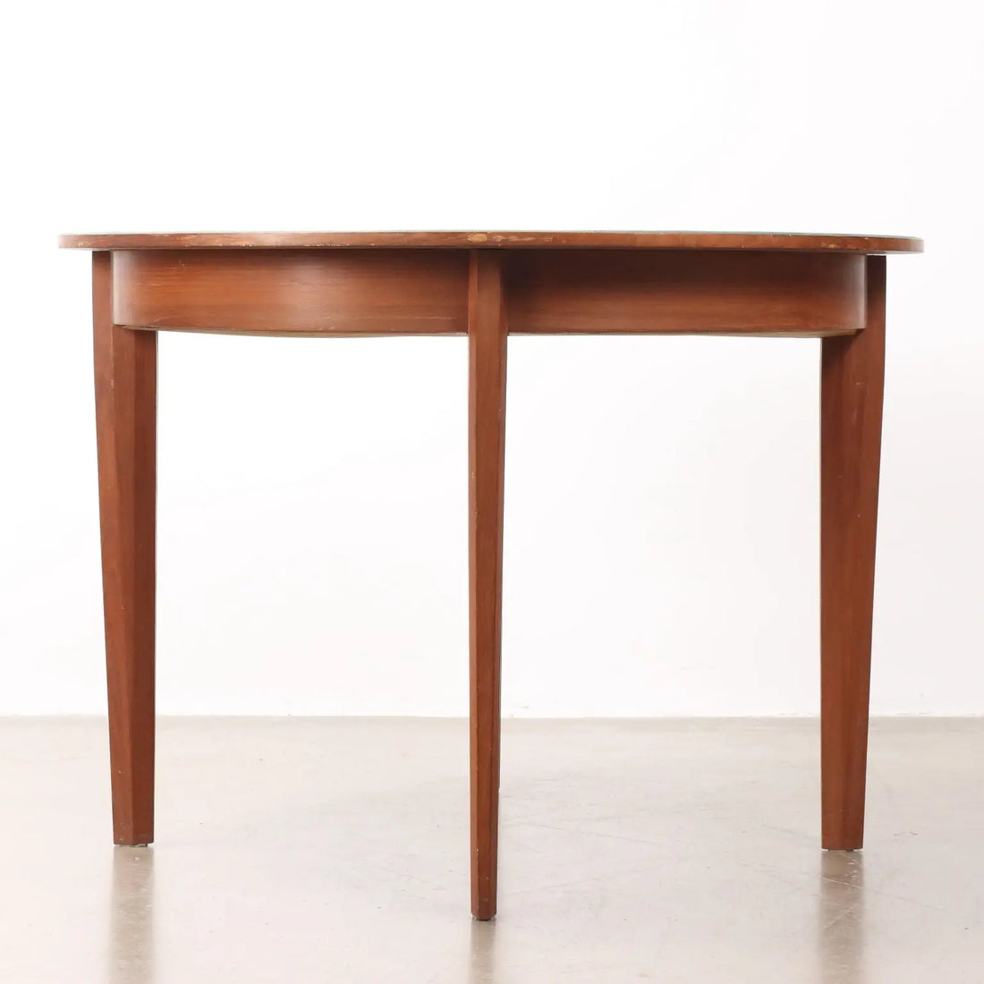 Vintage Round Table Teak Fabric Covered Top 1960s | Modernism | Tables
