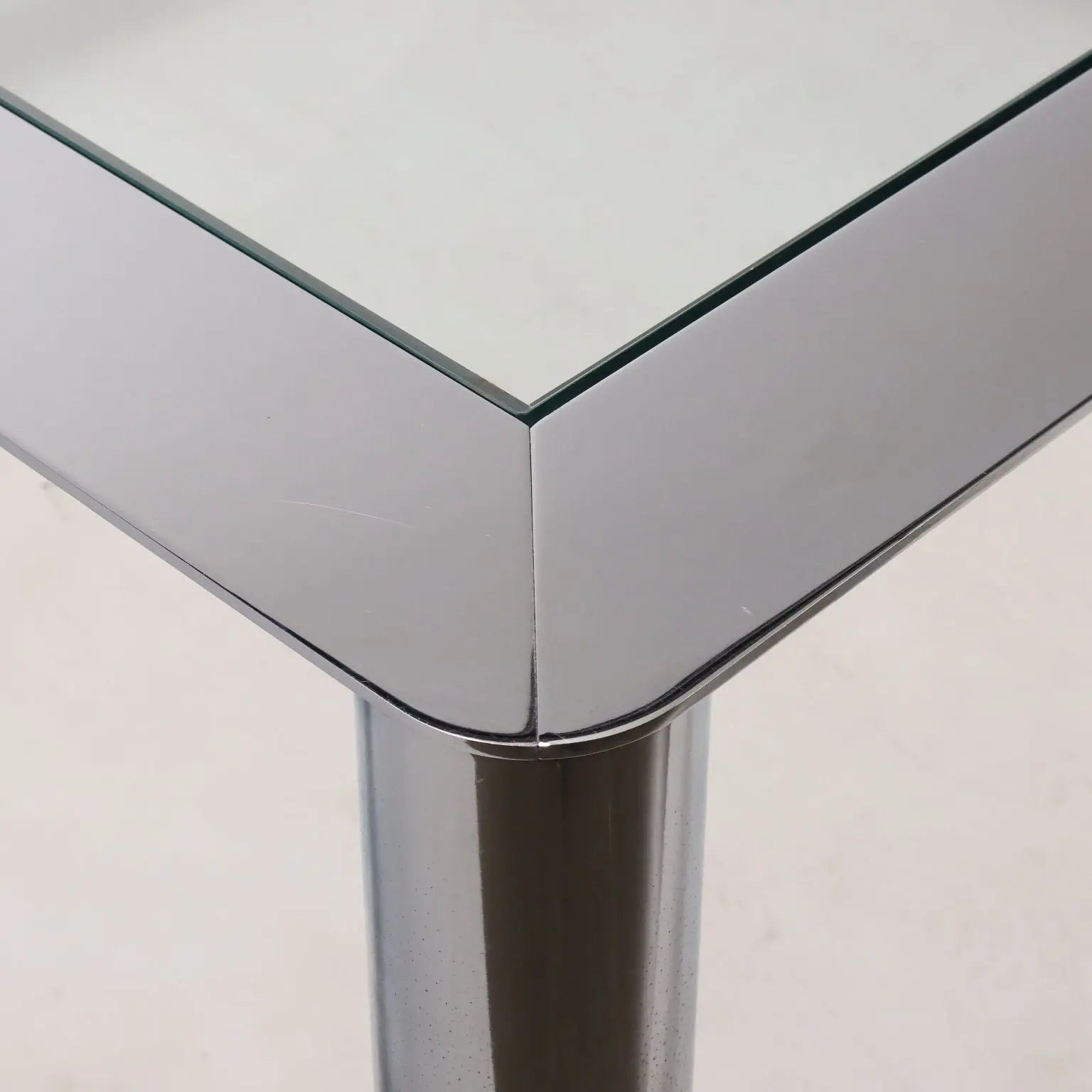 Vintage Table Chromed Metal Glass Italy 1960s-1970s | Modernism  Tables