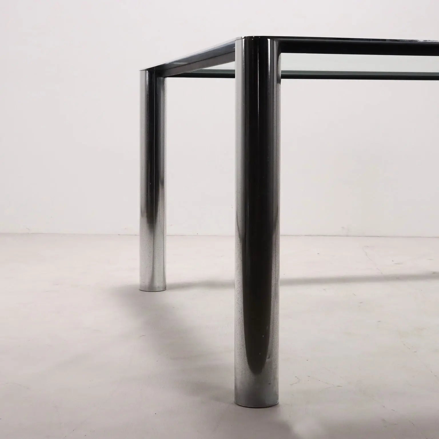 Vintage Table Chromed Metal Glass Italy 1960s-1970s | Modernism  Tables