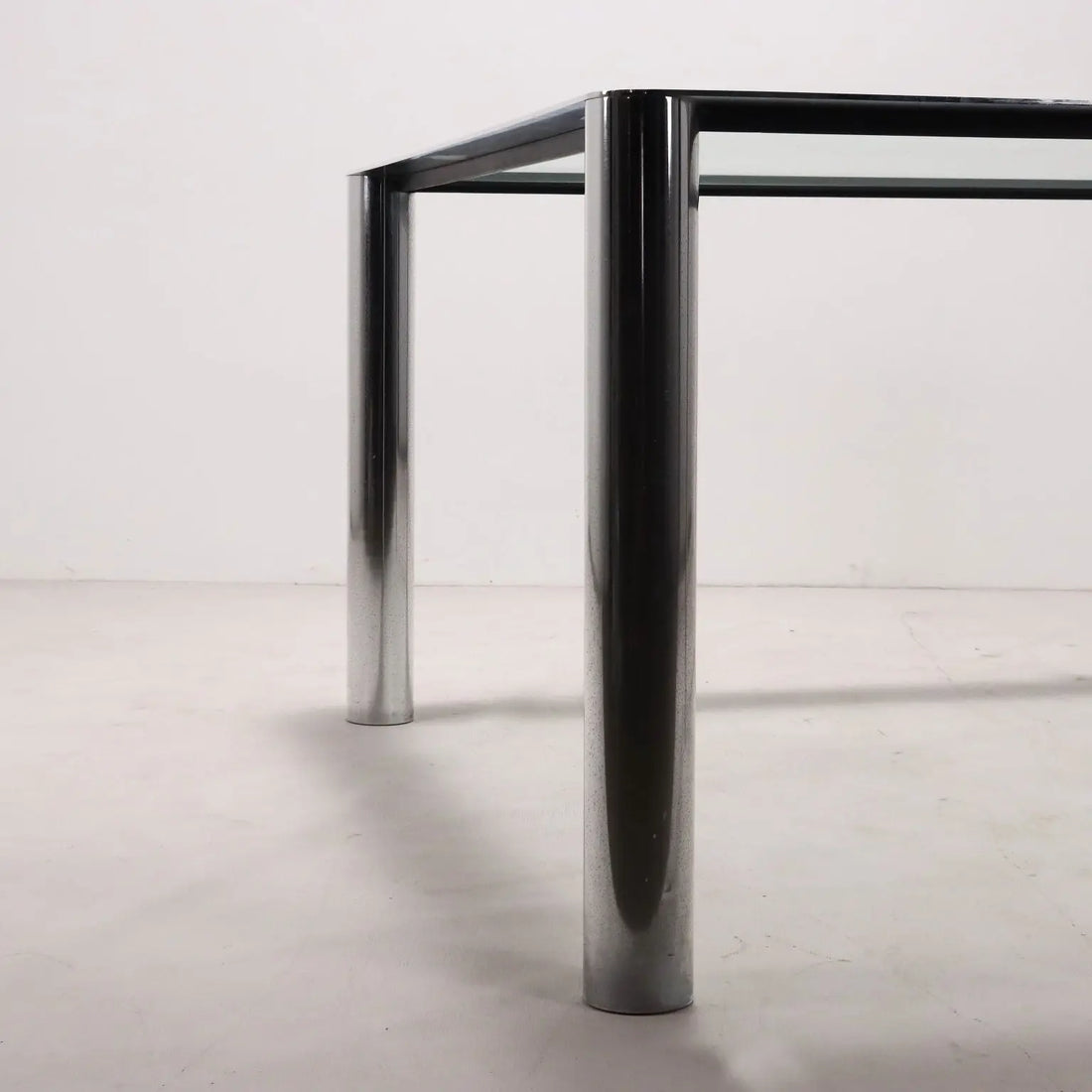 Vintage Table Chromed Metal Glass Italy 1960s-1970s | Modernism  Tables
