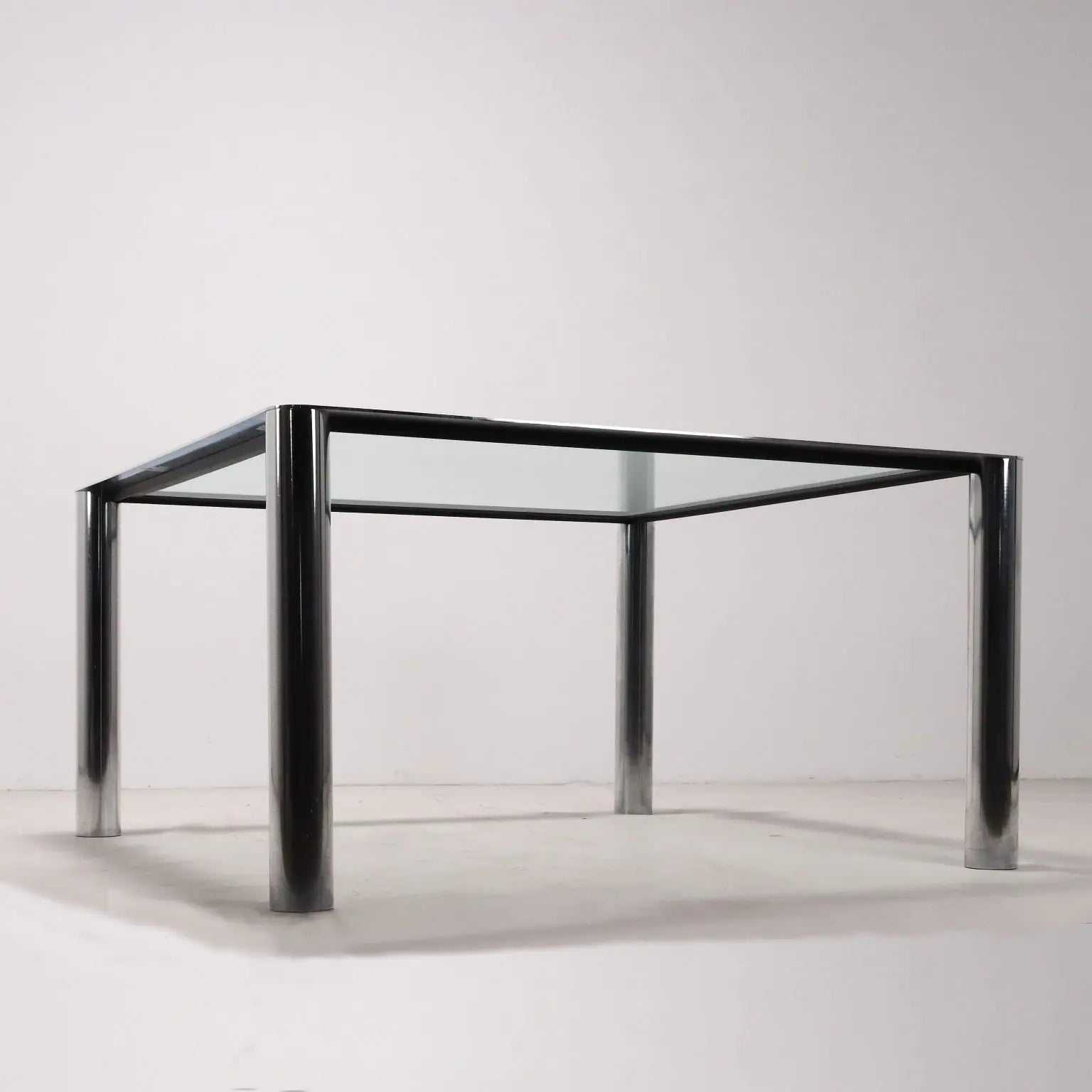Vintage Table Chromed Metal Glass Italy 1960s-1970s | Modernism  Tables