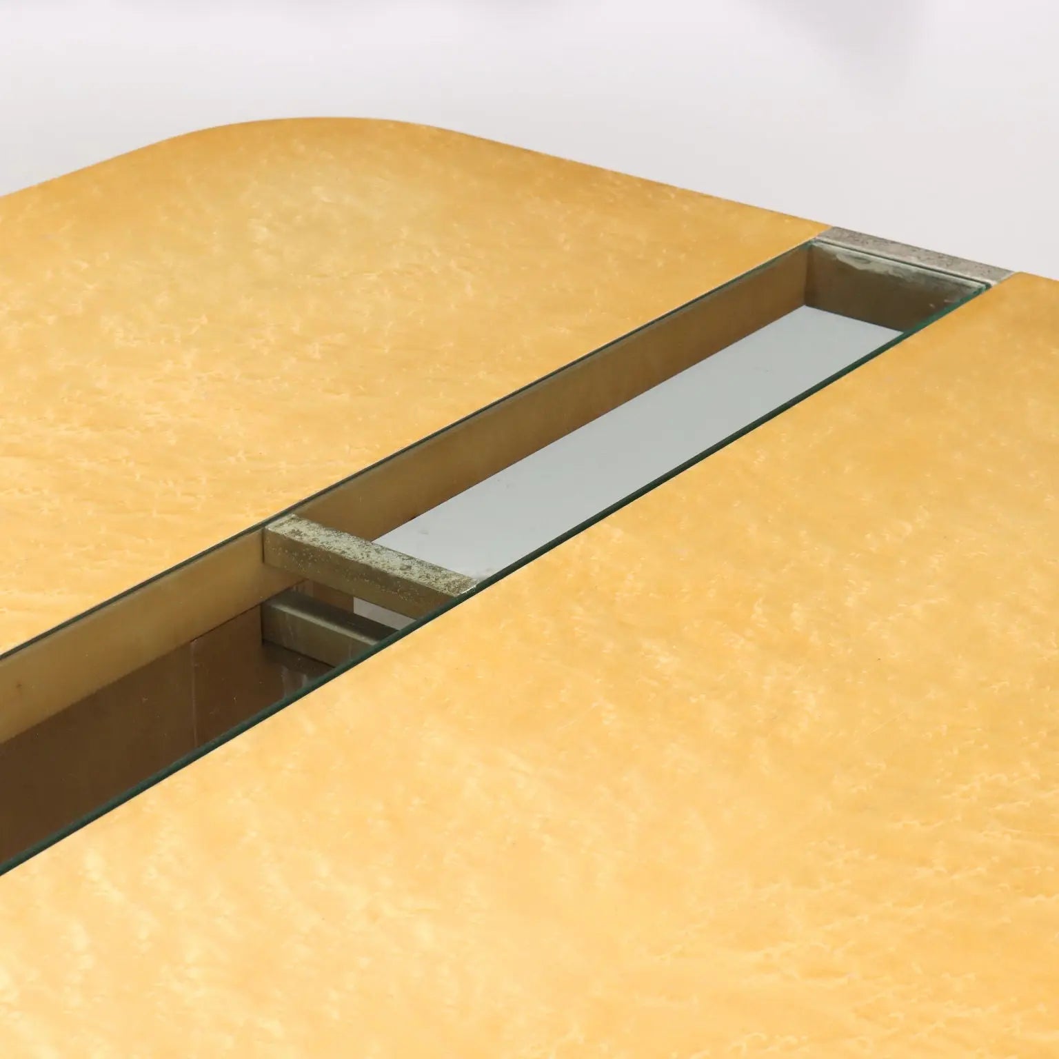 Vintage Table Tuia Burl Veneer Brass Glass Italy 1970s-80s | Modernism | Tables