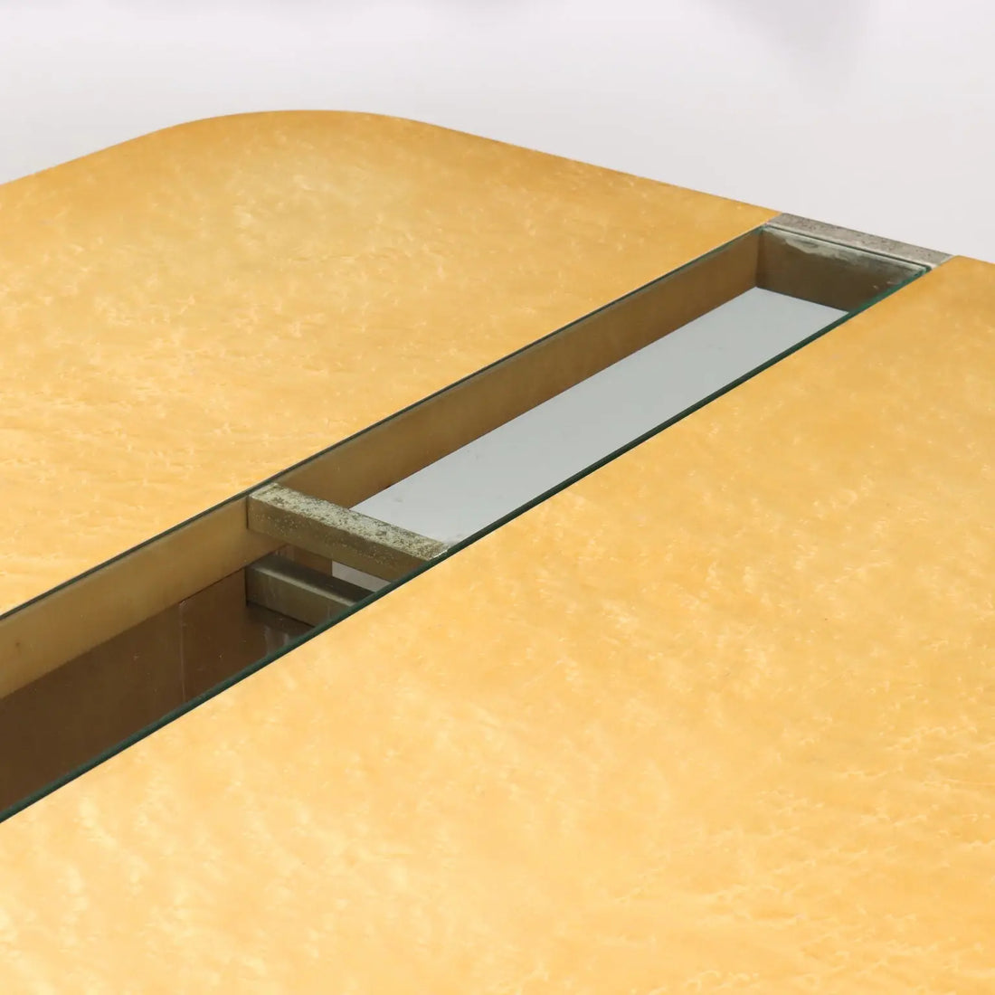 Vintage Table Tuia Burl Veneer Brass Glass Italy 1970s-80s | Modernism | Tables