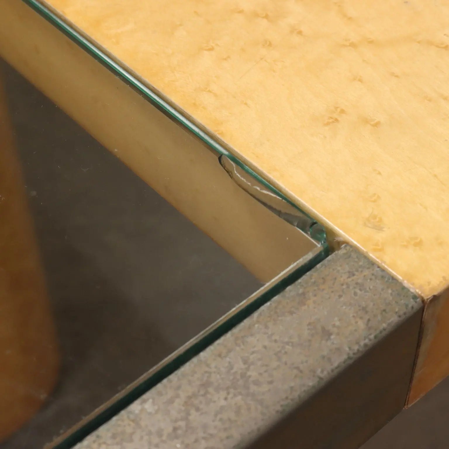 Vintage Table Tuia Burl Veneer Brass Glass Italy 1970s-80s | Modernism | Tables