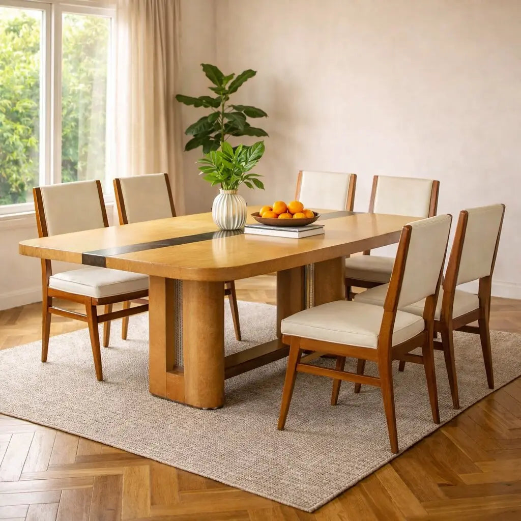 Vintage Table Tuia Burl Veneer Brass Glass Italy 1970s-80s | Modernism | Tables