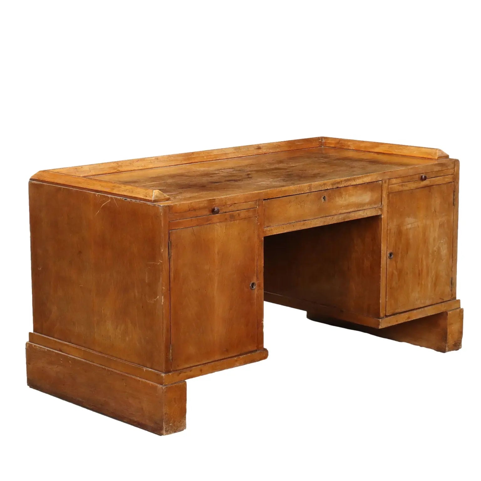 Vintage Writing Desk Walnut Veneer Wood Drawers Italy 1920s | Modernism | Tables