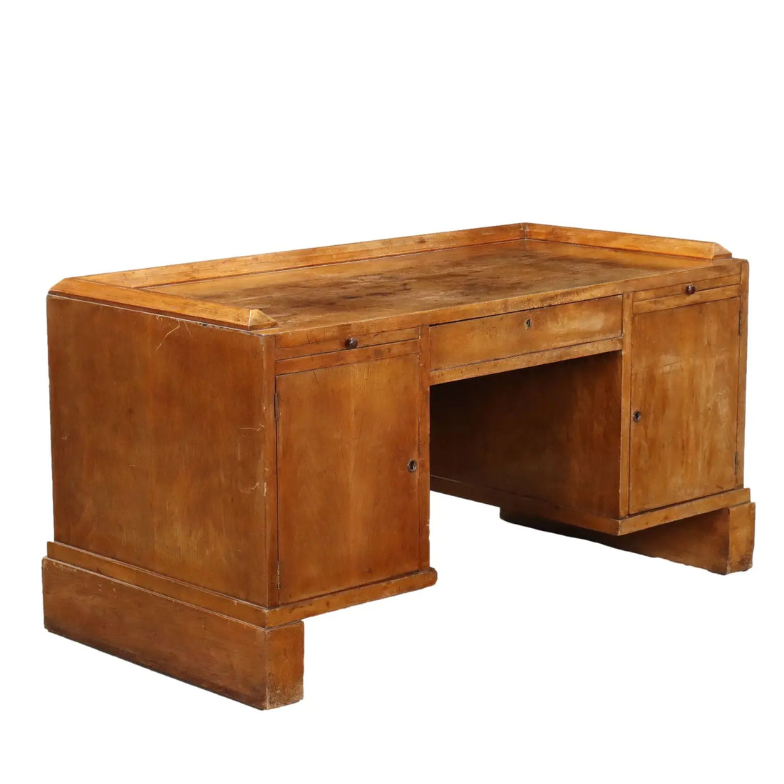 Vintage Writing Desk Walnut Veneer Wood Drawers Italy 1920s | Modernism | Tables
